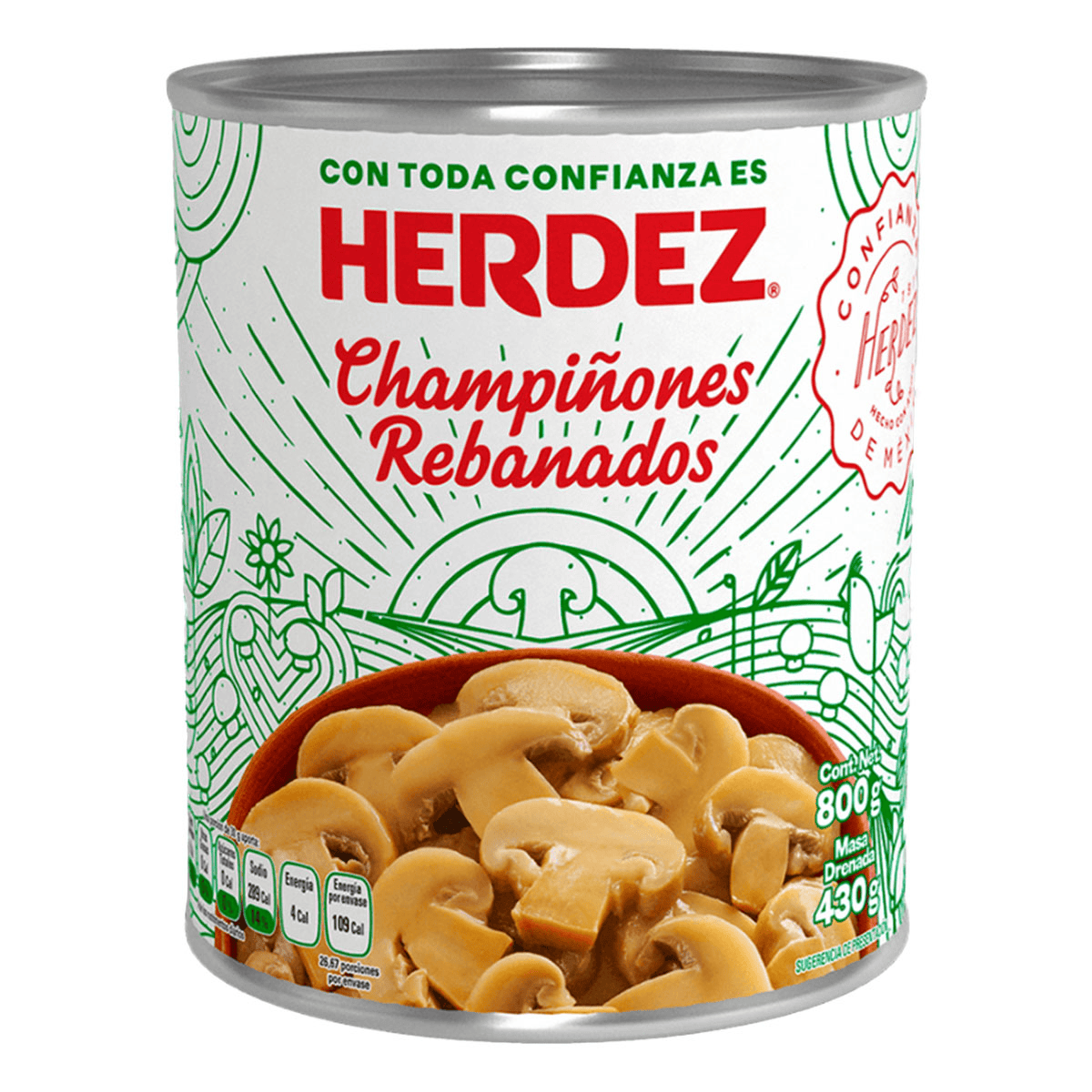 CHAMPINONES HERDEZ REBA 12 800 GR